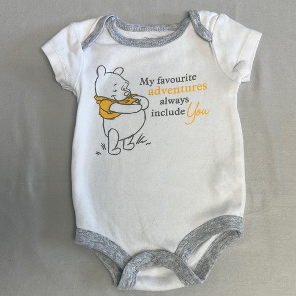 Disney White and Gray Winnie the Pooh Bodysuit/Onesie - Picture 1 of 3